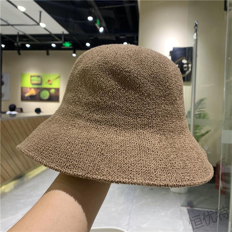 鱼夫女帽夏季女式亚麻渔夫帽夏天遮阳防晒大帽檐针织盆帽防晒帽棉麻帽