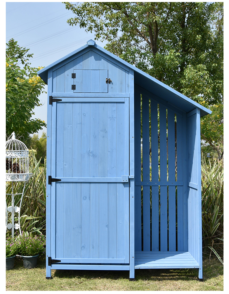 户外阳台收纳柜工具杂物箱工具房功能柴火房防雨腐实木庭院花园用品