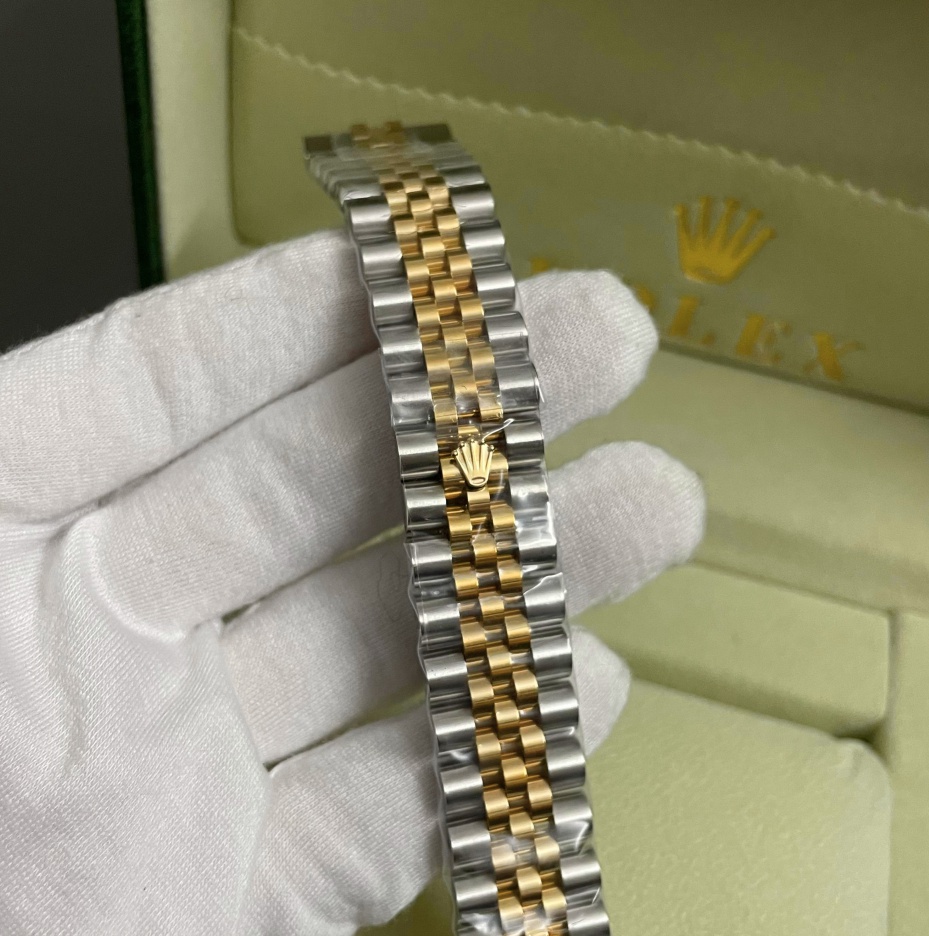 适配劳力士表带适用日志型老款五珠18k金实心表链904l钢带2021mm下单