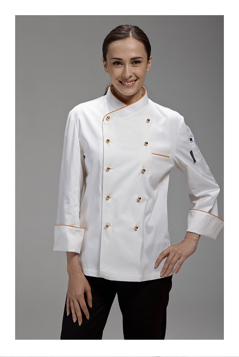 中国厨师服棉古雷米厨师工作服男大码定制款中国风长袖夏季酒店饭店