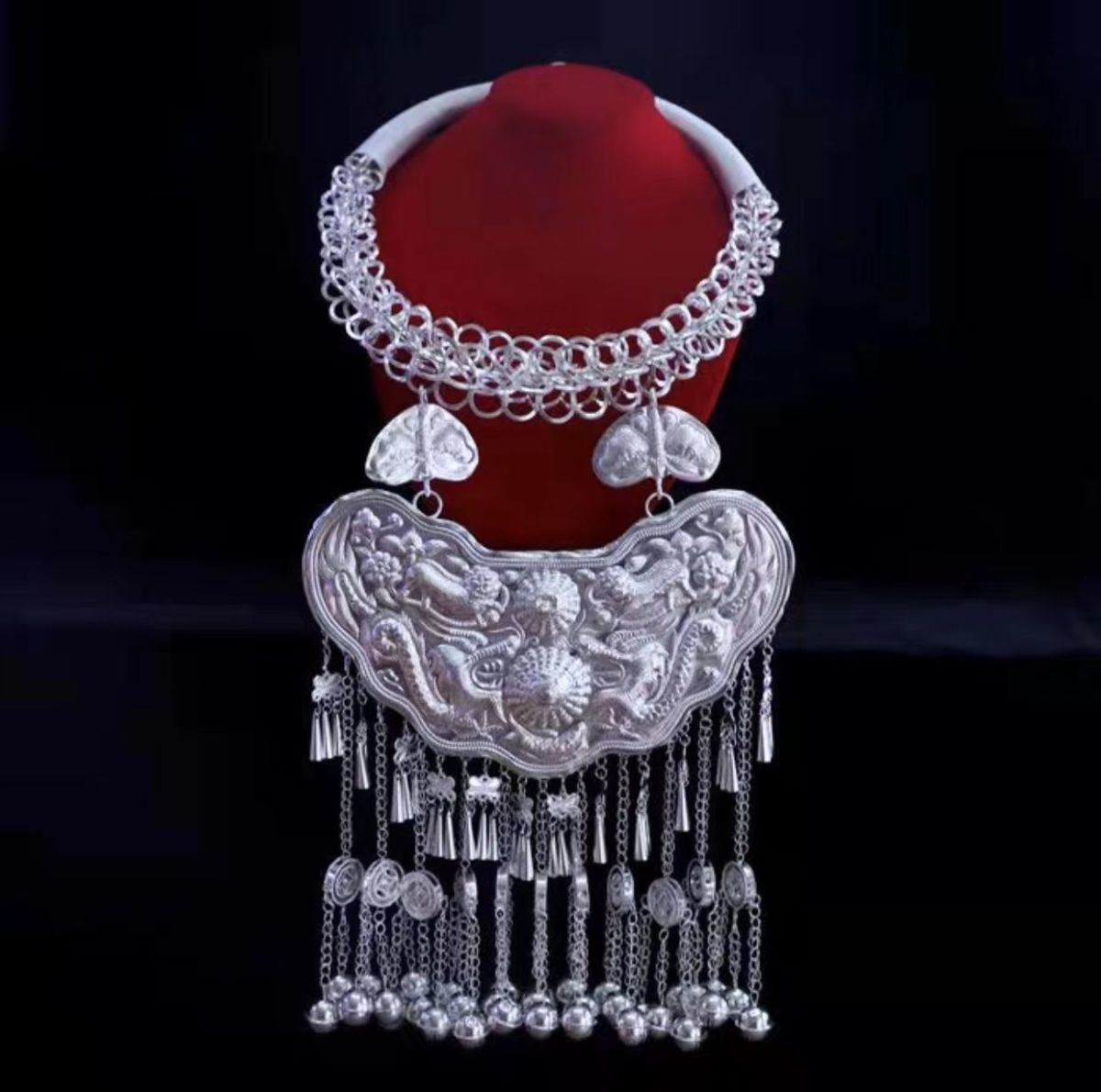 liyan新款少数民族项圈苗族项圈镀银女项圈苗族特色苗银项链民族饰品