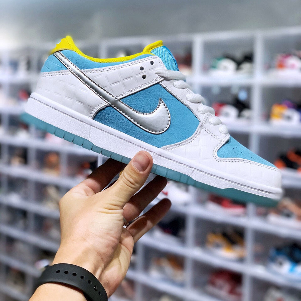 纯元dunk low pro qs"lag pulse"菱格白银冰蓝低帮休闲滑板鞋 7687-40