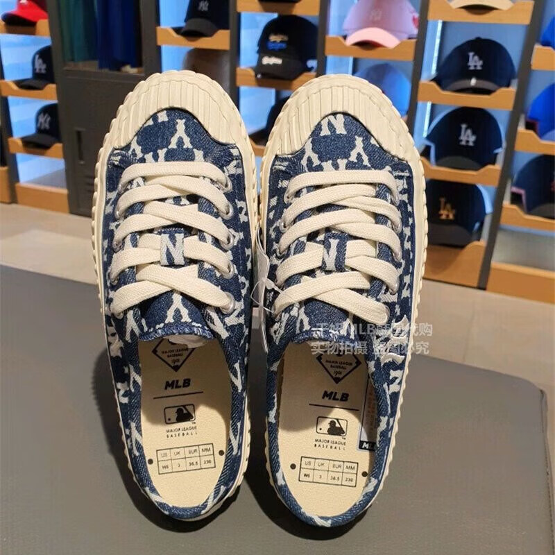 mlb韩国春夏女鞋半拖鞋ny老花男鞋厚底ins休闲鞋饼干鞋帆布鞋 ny-半拖