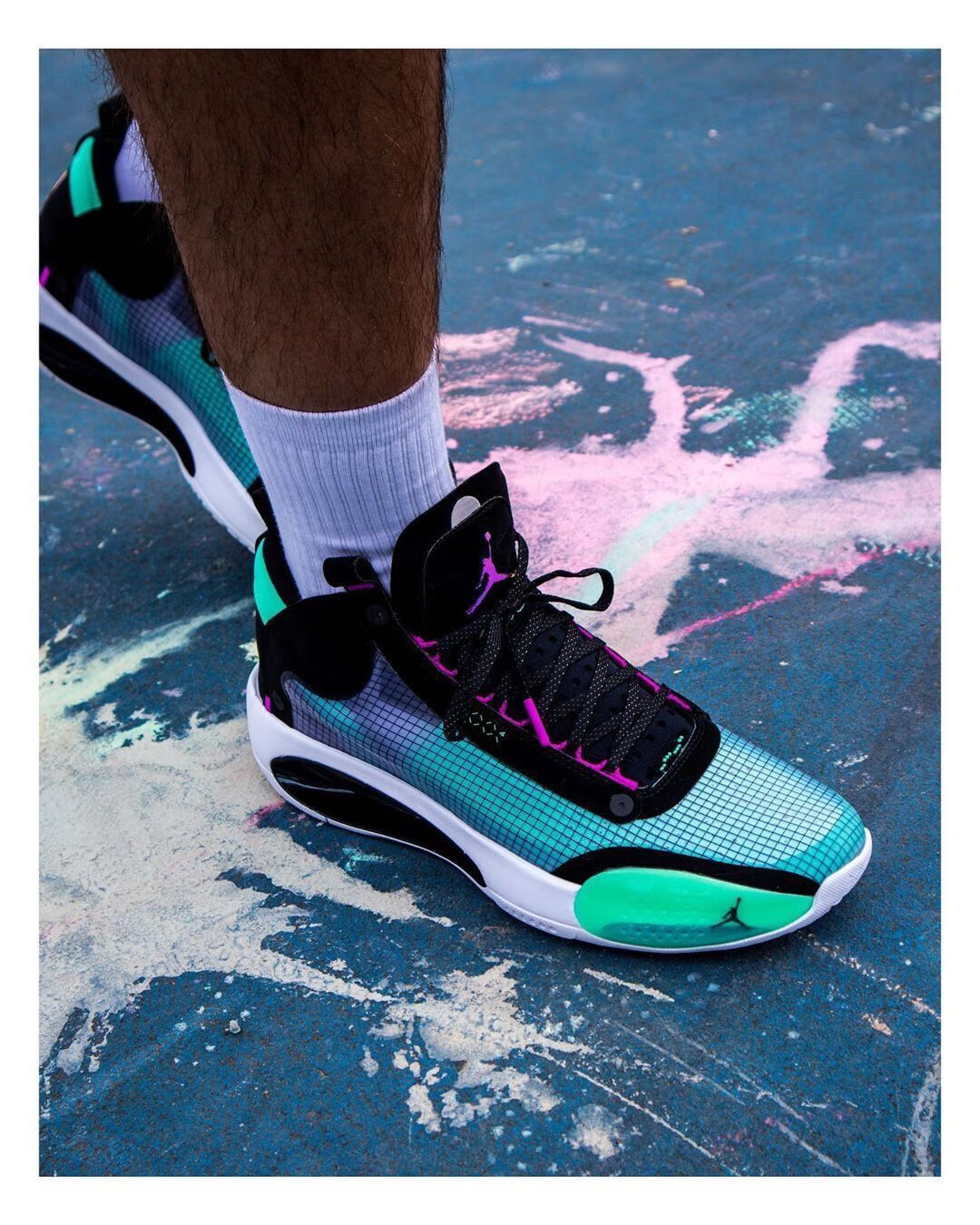 aj34白镭射郭艾伦巴黎限定日食男鞋全明星篮球鞋学生运动休闲球鞋