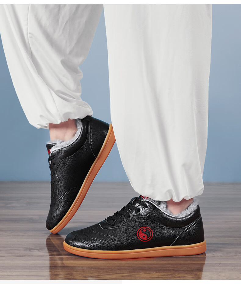 杜维可(dunvike) 秋冬太极鞋棉鞋加厚牛筋底加绒保暖皮面牛筋底男女