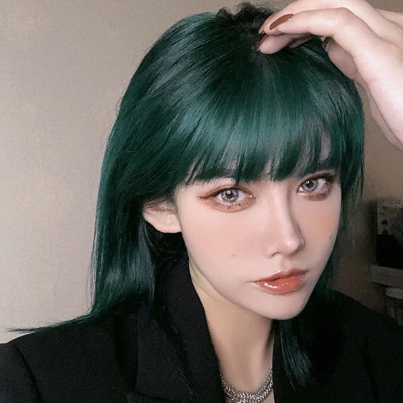 牛油果绿闷青网红潮色自己在家染发剂2021流行显白染膏墨绿色送褪色粉