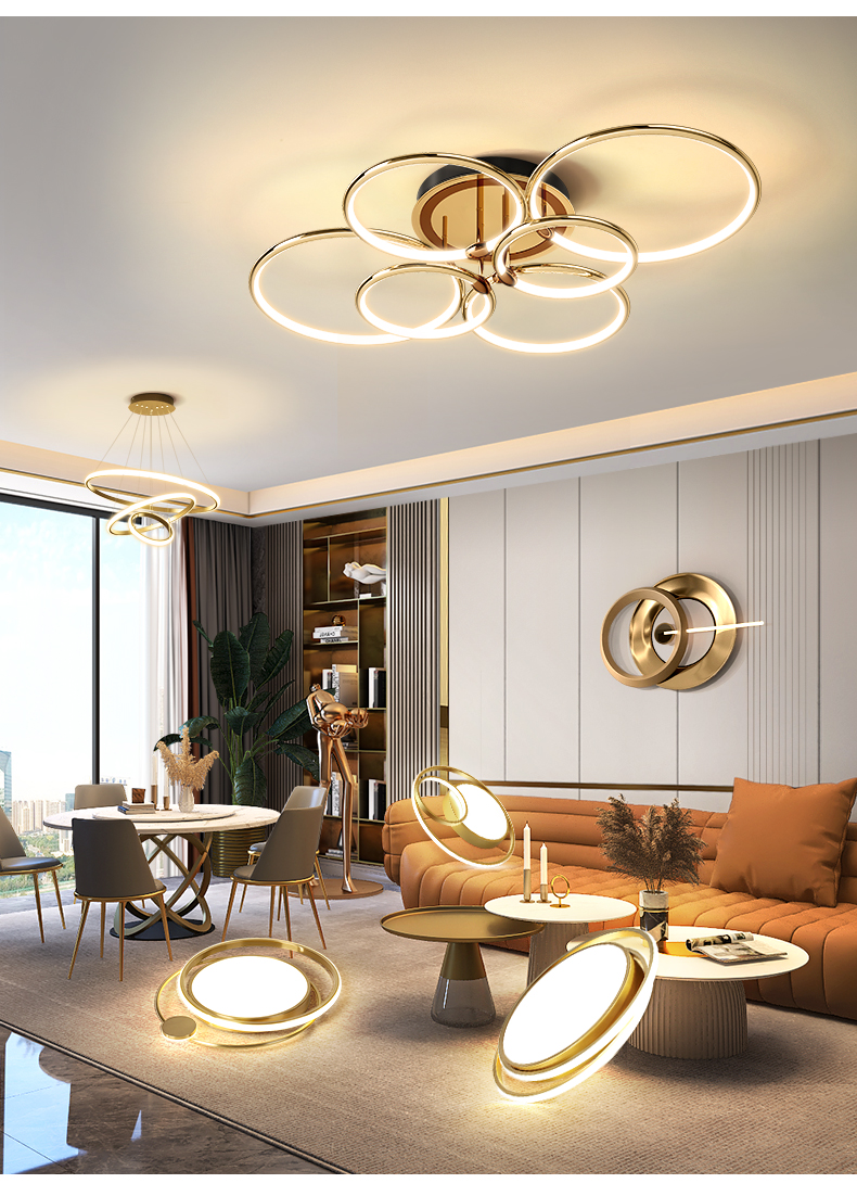 君御 客厅吊灯2021年新款轻奢北欧灯具套餐组合现代简约大气家用 dk