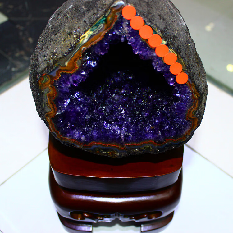 天然紫晶洞石 聚宝盆 紫水晶洞 紫晶洞乌拉圭钱袋子原石摆件 d04款15.