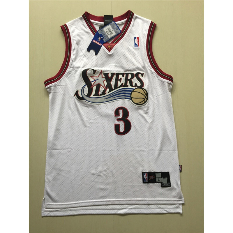 腾讯体育专营nba艾弗森球衣男女费城76人队3号ai复古经典刺绣网眼运动