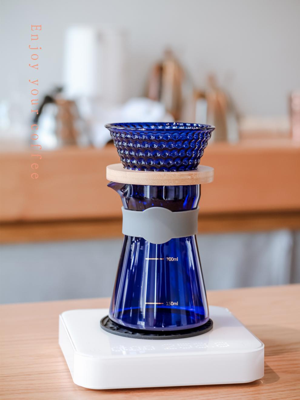 克莱因蓝咖啡壶克莱因蓝手冲滴滤咖啡分享壶防烫日式玻璃滴漏美式咖啡