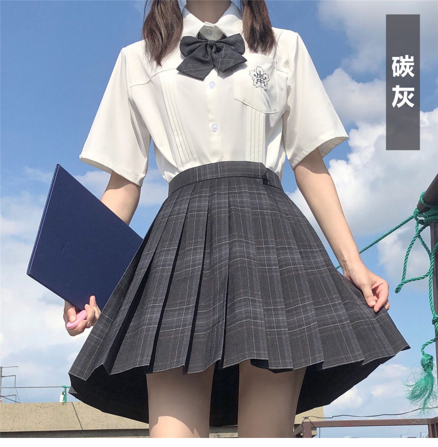 森马集团旗下棉致树莓红茶jk制服裙正版套装全套女秋冬装粉格裙子