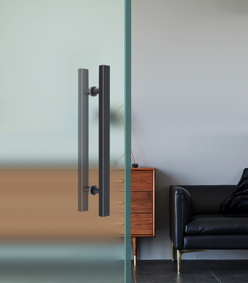 玻璃门拉手加厚不锈钢大门把手推拉门木门有门框方管黑色扶手对装升级