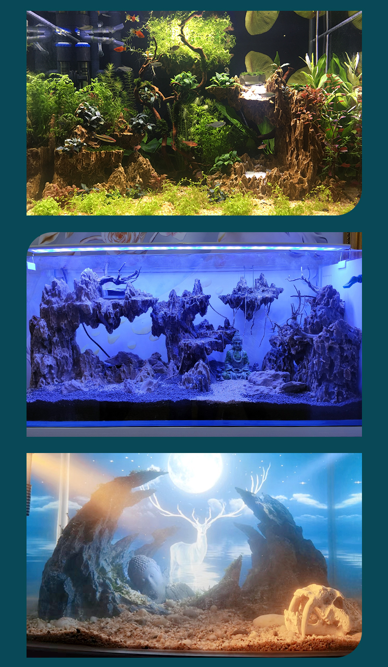 鱼缸假山造景仿真松皮石水草缸天空之城悬浮石瀑布流沙水陆缸套餐全套