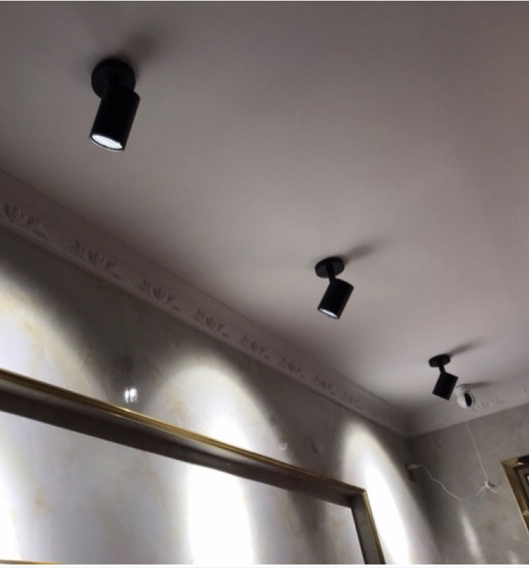 明装射灯单灯服装店展厅背景墙吸顶射灯7瓦2030无轨道射灯白光吸顶式