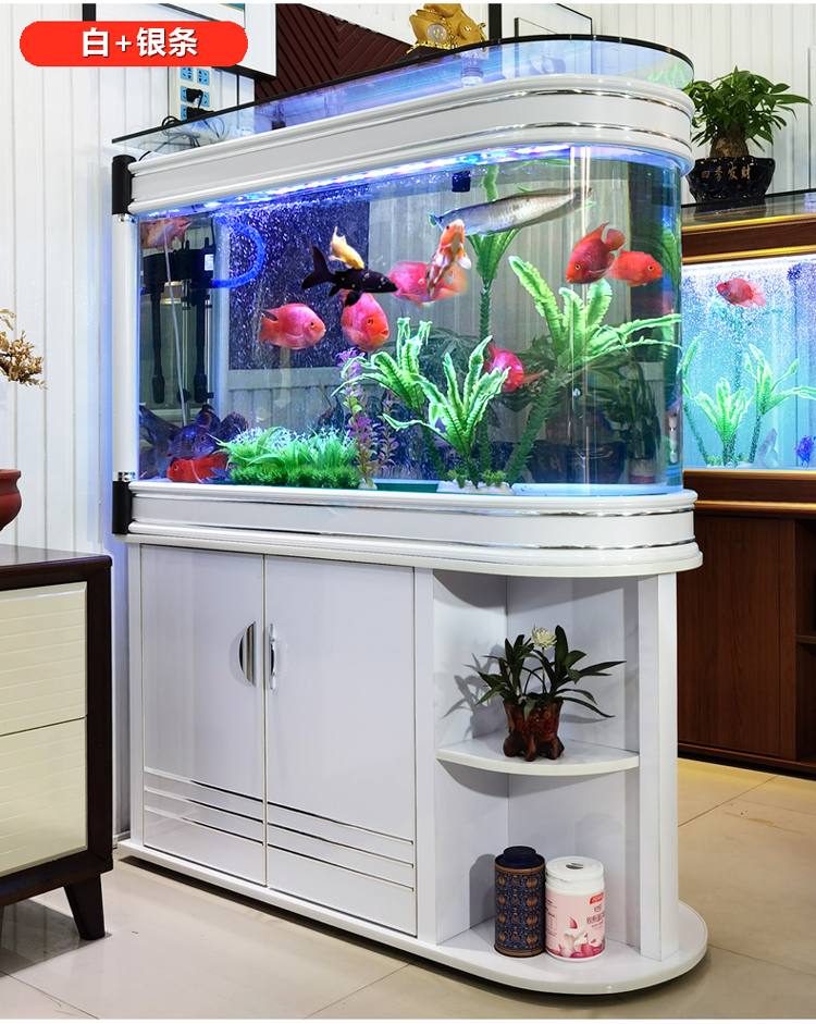 子弹头鱼缸头生态鱼缸水族箱客厅家用懒人免换水隔断鞋柜缸 长0.