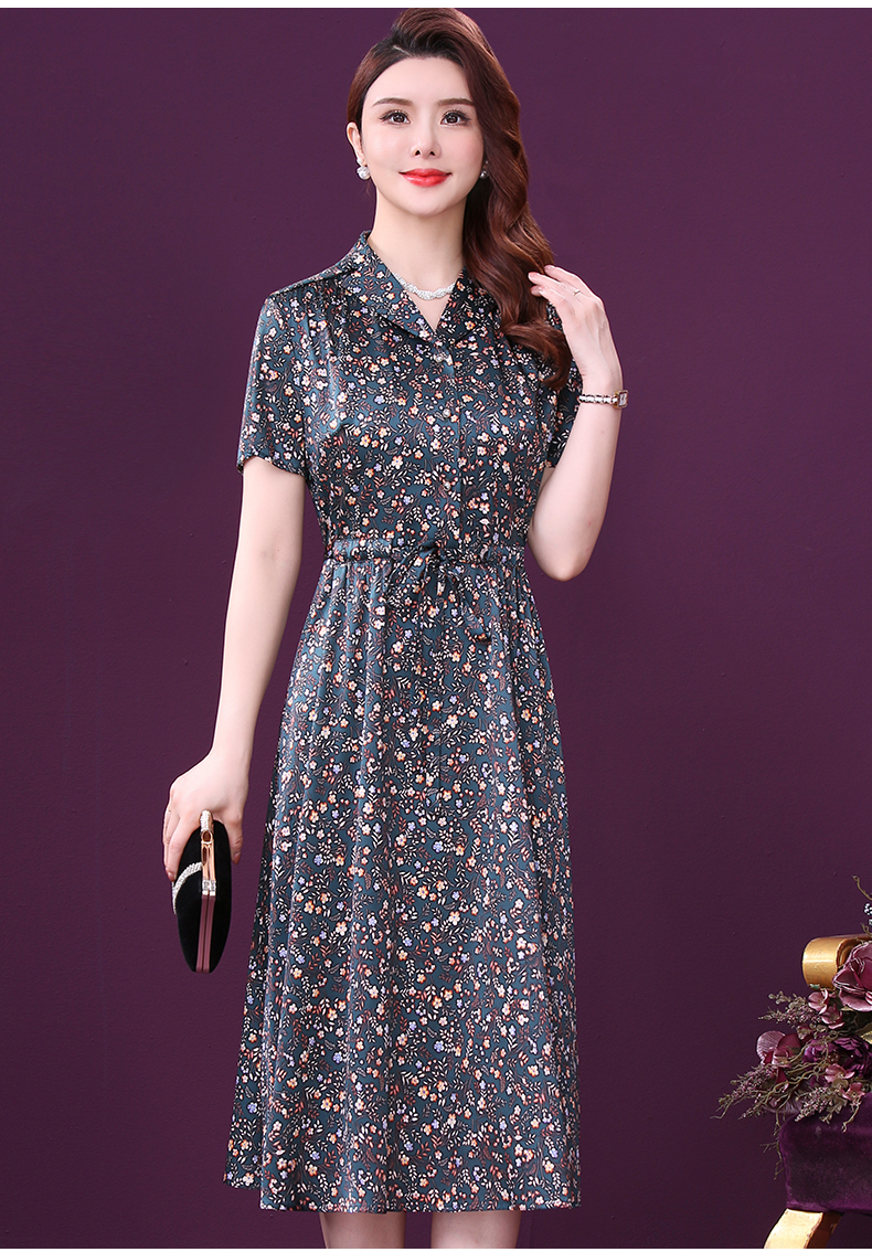 王小鸭桑蚕丝真丝连衣裙2022新款女夏韩版年轻款气质碎花收腰裙子