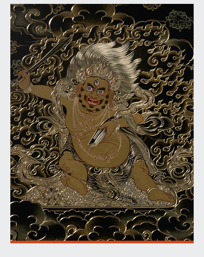 铜师傅太铜 手工錾刻 铜雕画《唐卡黑金款五方文殊菩萨》限售33幅