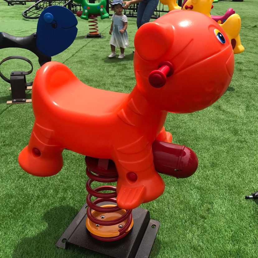 幼儿园儿童户外摇马室外游乐设施双人弹簧跷跷板摇摇乐翘翘板柠檬黄17