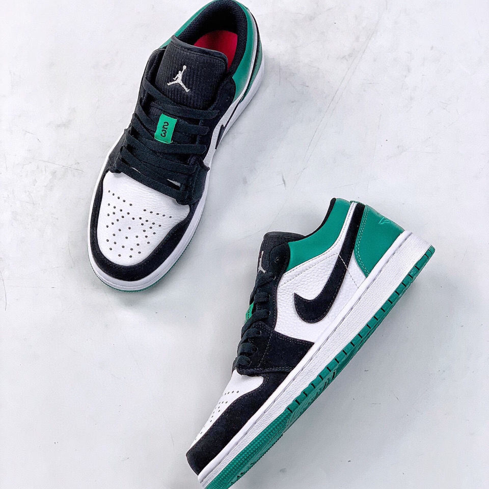 元乔low aj 黑绿脚趾 男女低帮休闲运动篮球鞋 553558-3 黑绿 36