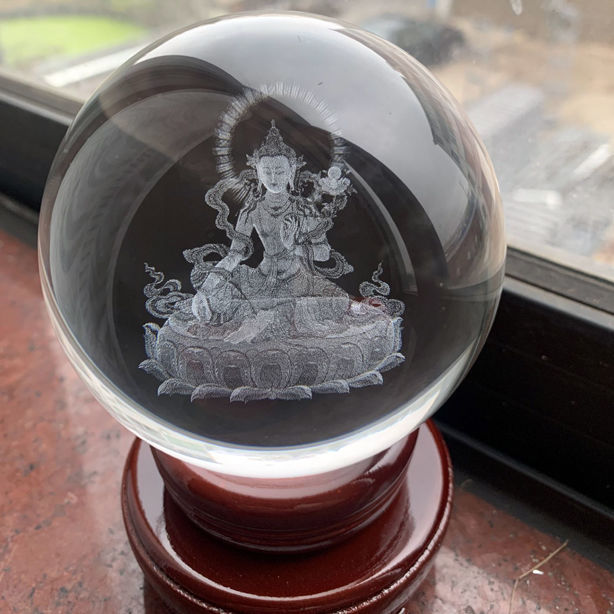 宗喀巴大师佛像水晶球摆件内雕工艺西藏藏传佛教佛堂寺庙供奉送朋生日