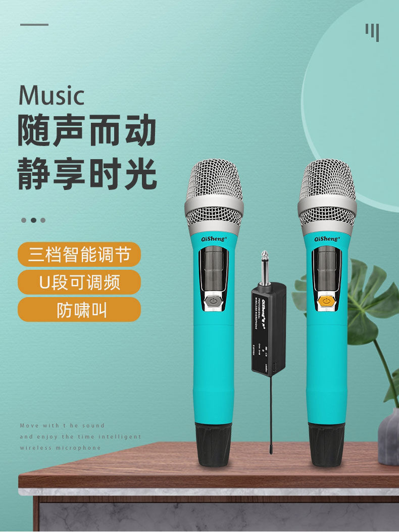 奇声qisheng奇声无线麦克风家用ktv音响套装防啸叫舞台会议直播唱歌
