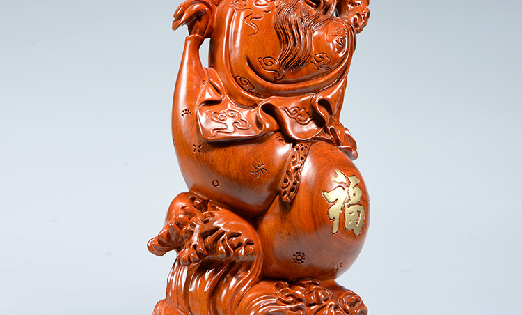 渔者读木花梨实木雕刻老寿星公寿翁摆件红木工艺品中式家居客厅玄关