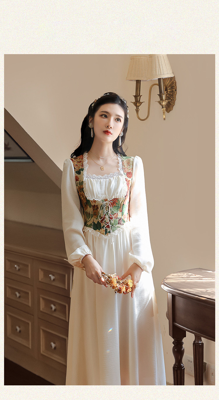 鱼骨束腰连衣裙子欧式风小礼服洛丽塔在逃公主成人夏季日常轻lo 长袖