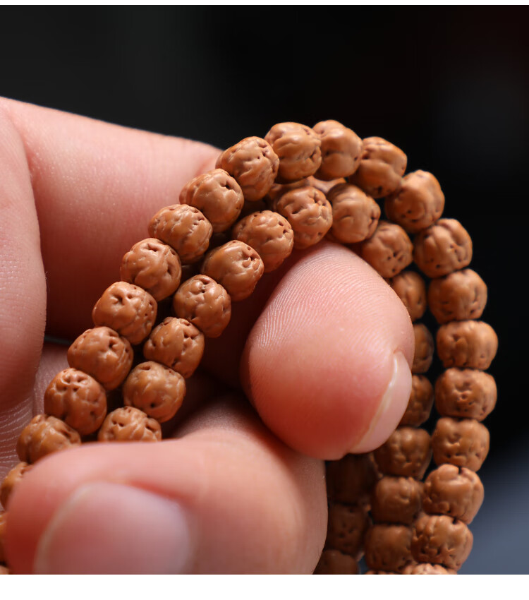 藏式佛手小金刚菩提子玄武纹三日红原籽直切108颗佛珠男女手串链