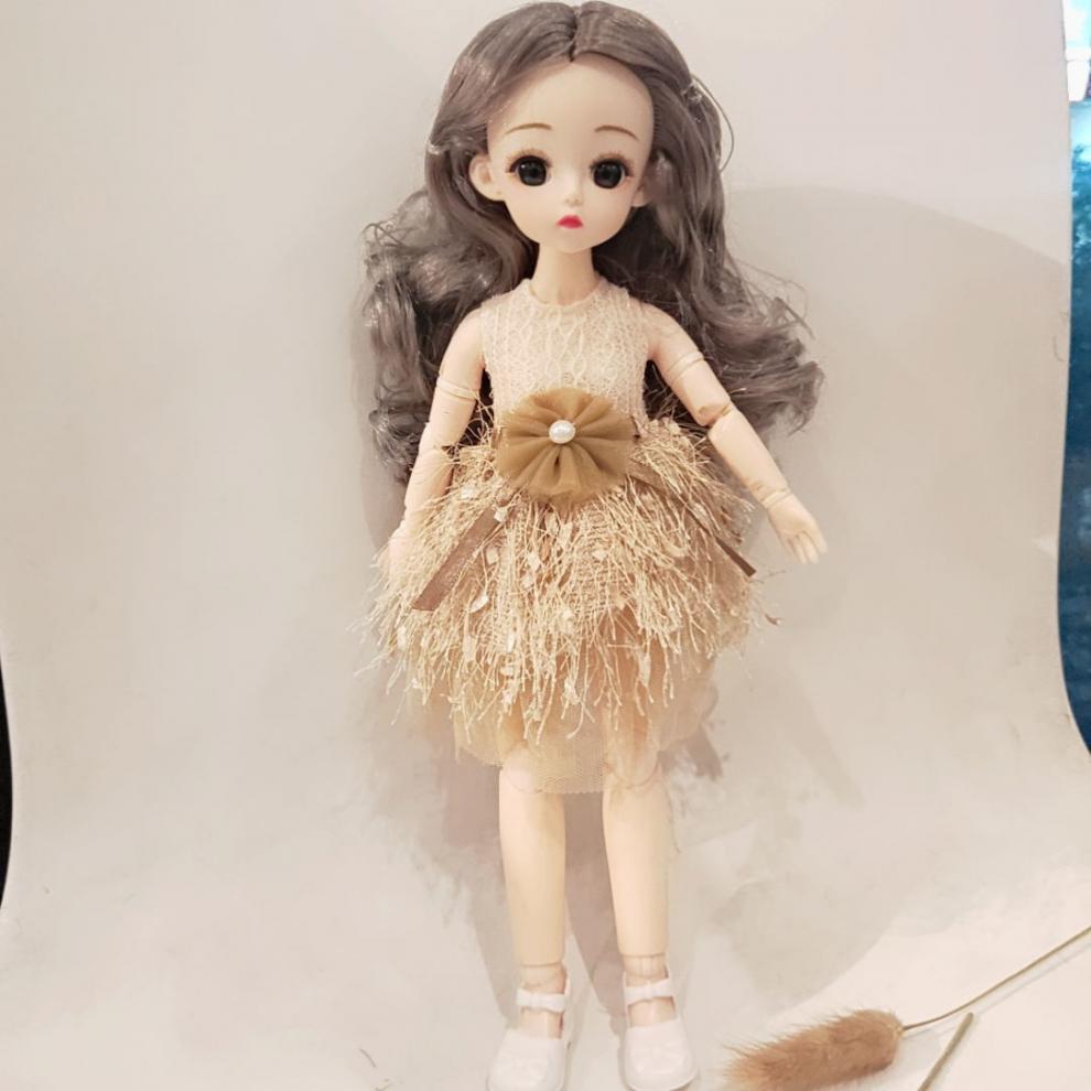 万代商场同款新款眨眼30厘米芭比娃娃公主4d真眼bjd女孩玩具生日礼物