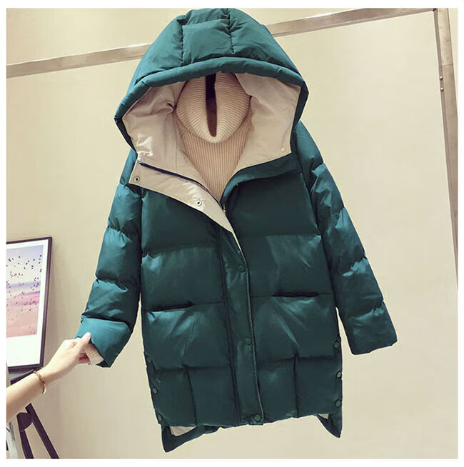 少女棉服初中生中长款高中女生中学生冬季外套青少年女孩派克宽松连帽