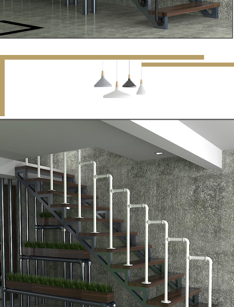 kelekel工业风u型室内楼梯护栏水管栏杆扶手老人儿童阁楼走廊简约小