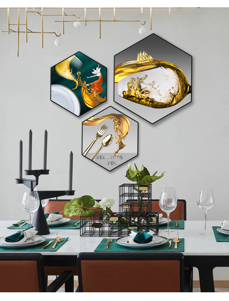餐厅装饰画现代简约饭厅餐桌墙面壁画轻奢客厅挂画创意酒杯墙画套餐