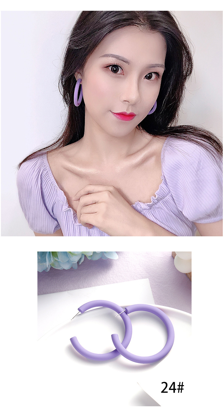 京粉新款耳环潮紫色系简约小清新耳钉女韩国气质网红花朵定情信物情人