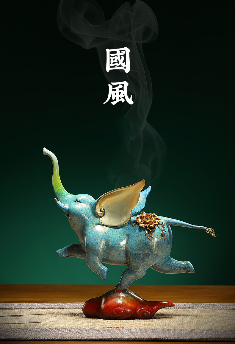 全铜大象摆件家居客厅装饰礼品办公室书房铜象工艺品摆件吉象如意