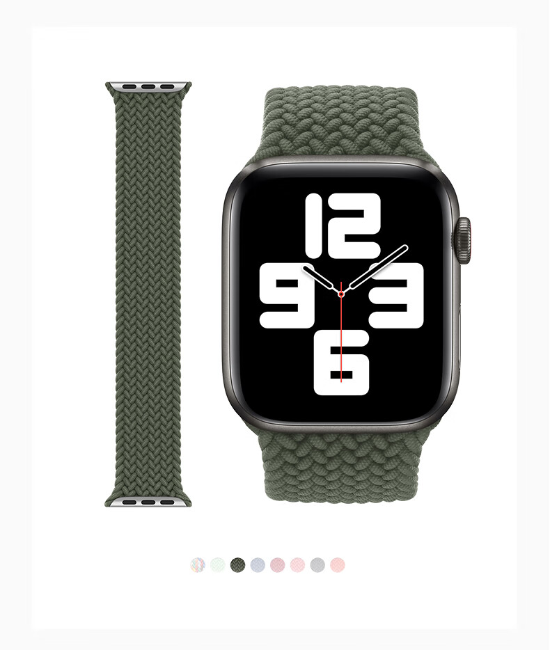 适用于iwatch7表带苹果手表彩虹编织女款applewatch6代se/44/45mm