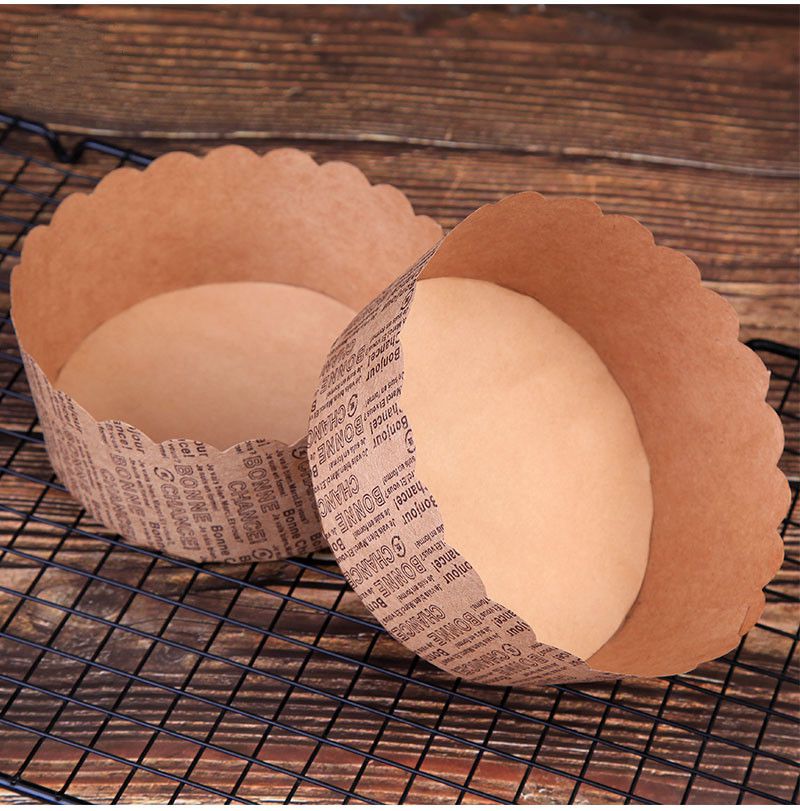 手撕包盒子面包圆纸托杯蛋糕底托烘焙一次性包装盒5寸英文字母手撕包