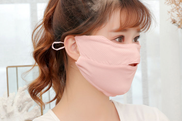 口罩布料新款口罩女夏季防晒夏天防紫外冰丝透气薄款开口露鼻加大护眼