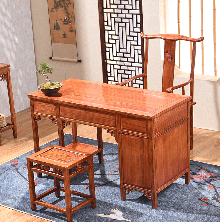 中医馆诊桌中式书桌仿古办公桌榆木写字台禅意养生小书法桌中医馆诊桌