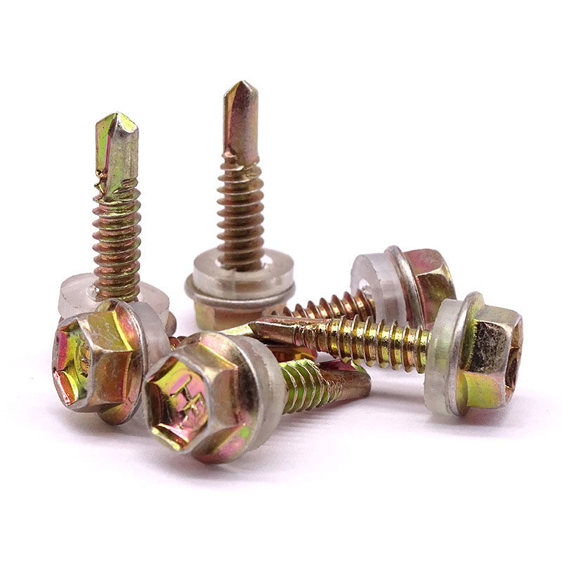 螺丝钉内六角螺丝外六角钻尾丝燕尾丝自攻自转彩锌瓦钉螺丝代垫尾钉