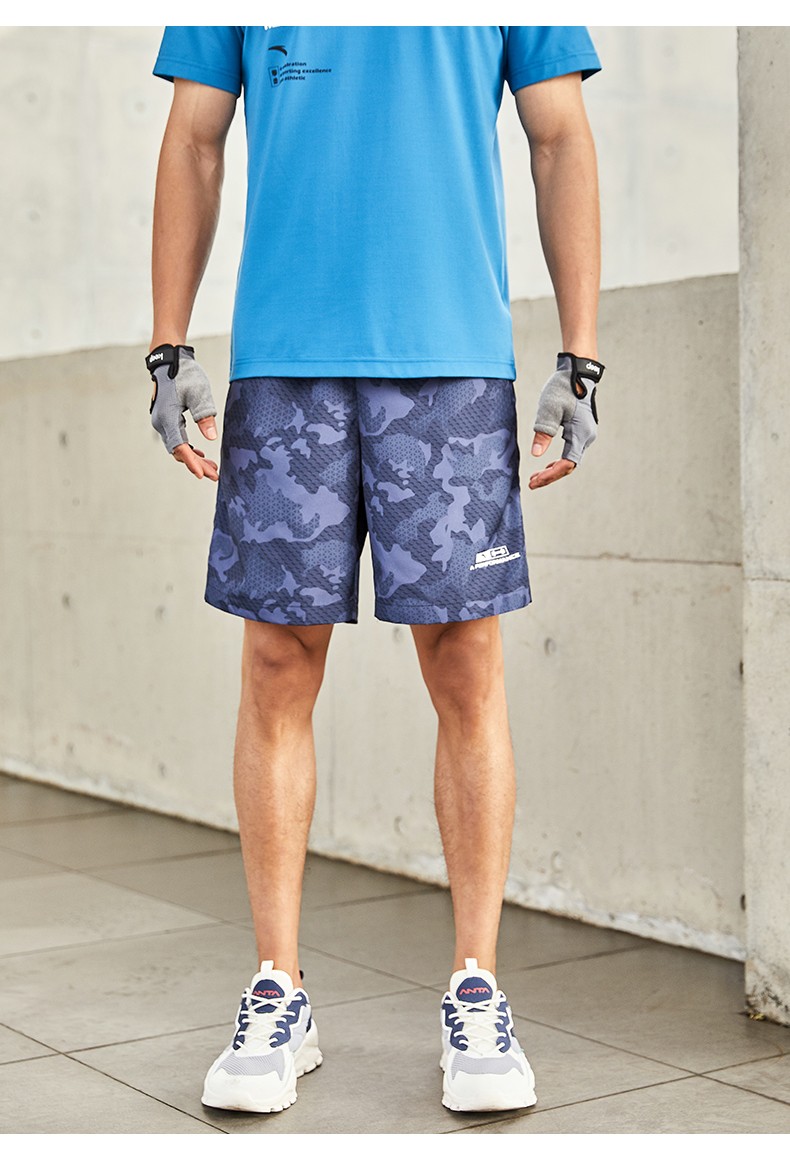 安踏运动裤男裤新款夏季透气梭织五分裤官网旗舰迷彩裤子斑驳迷离迷彩