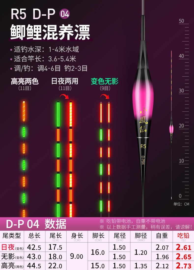 天元浪尖武汉邓刚浪尖旗舰店咬钩变色夜光漂重力感应电子漂超亮夜钓浮