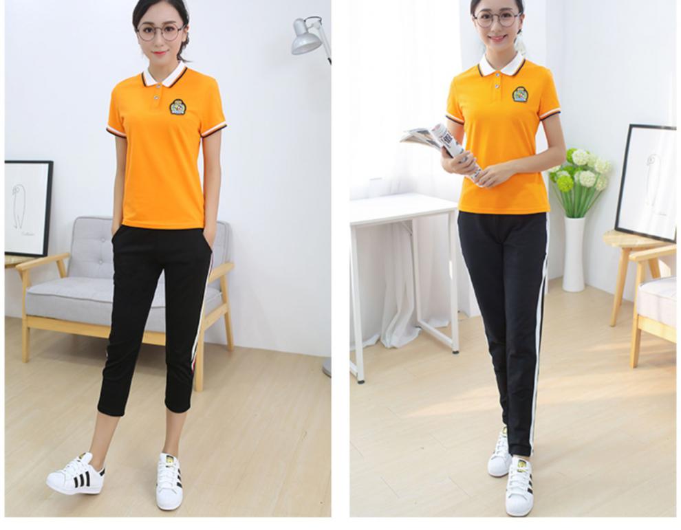 (幼师园服)幼儿园老师工作服套装夏季教师早教机构t恤短袖polo衫女