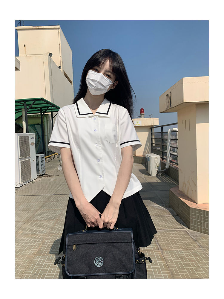 衬衫新款短袖短款衬衫上衣女jk制服基础款百搭日系校供小椰中s同款