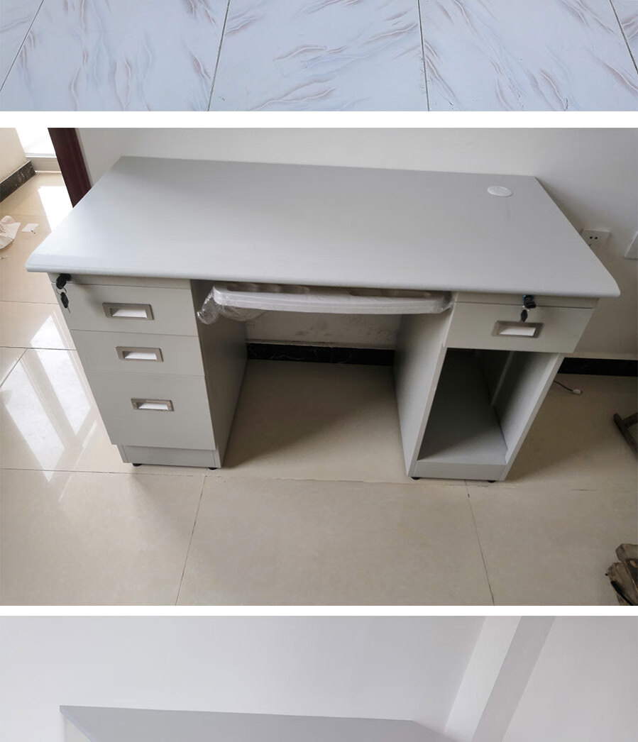 班奇盾钢制办公桌家用12米14米写字台铁皮电脑桌财务带锁带抽屉办公室