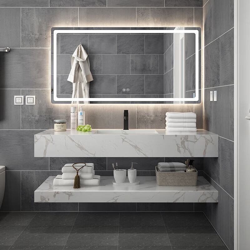 日本卫浴arte toto 德利丰岩板一体盆浴室柜洗脸池洗漱台盆柜实木现代