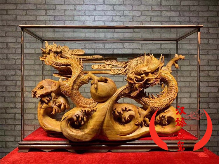 岩柏崖柏雕刻单龙生意兴隆根雕木雕工艺品动物雕件摆件龙腾盛世长90厚