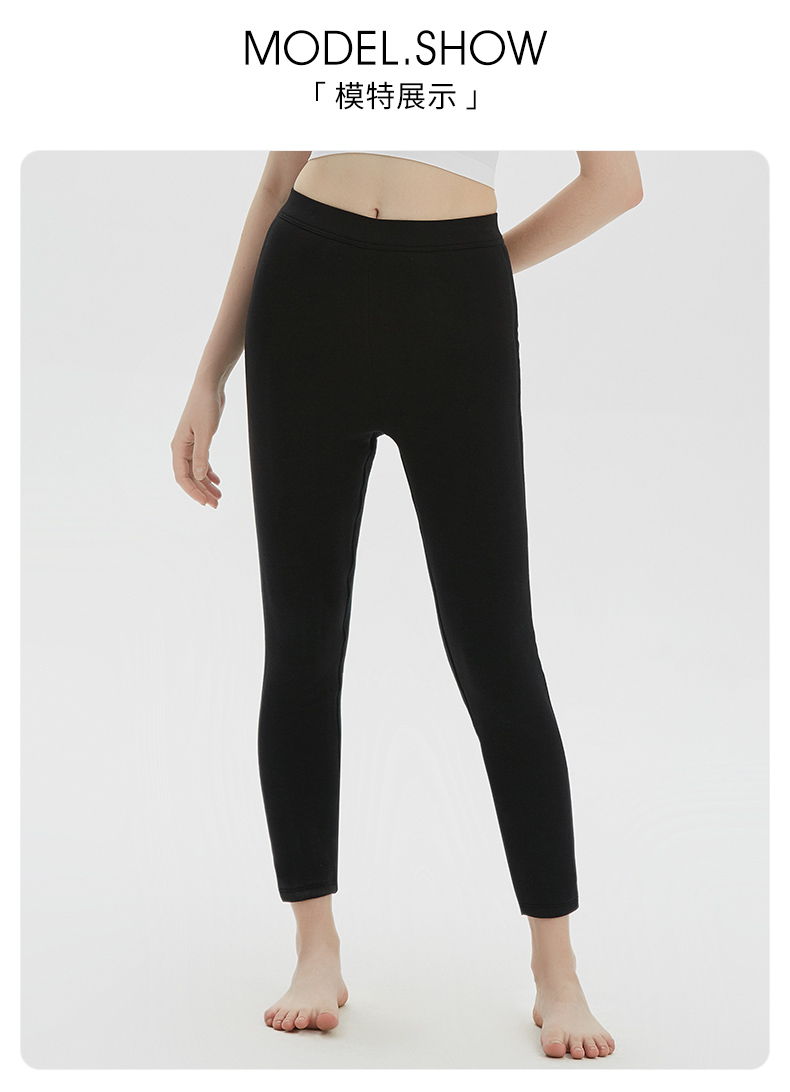 铜牛2021秋冬新款厚驼绒保暖女裤标准长裤女vk161黑色16590