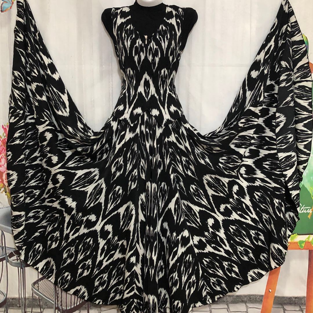 念墅 新疆舞蹈服装女新疆民族特色艾德莱斯720大摆裙 粉红色 裙长90