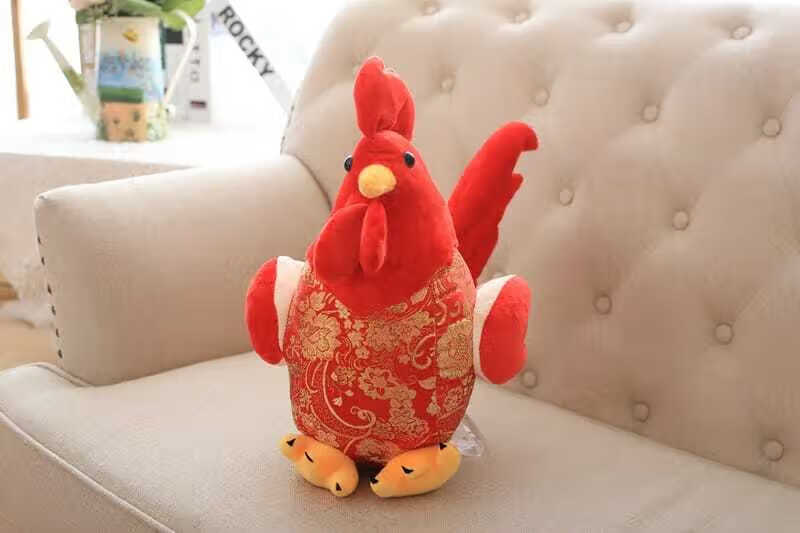 商城同款红色大公鸡公仔鸡年吉祥物毛绒玩具生肖玩偶小鸡布娃娃活动