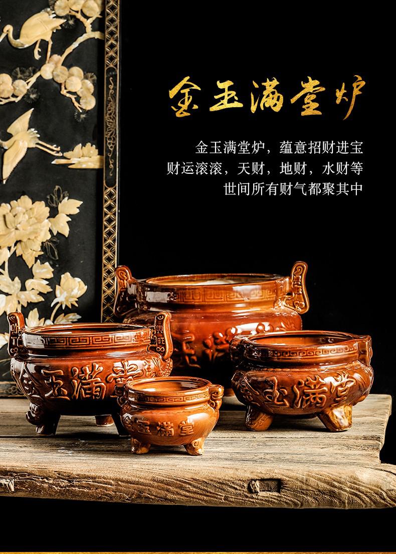 供奉香炉陶瓷大号 香炉大号特大号上香供香家用室奉祖先陶瓷财神爷